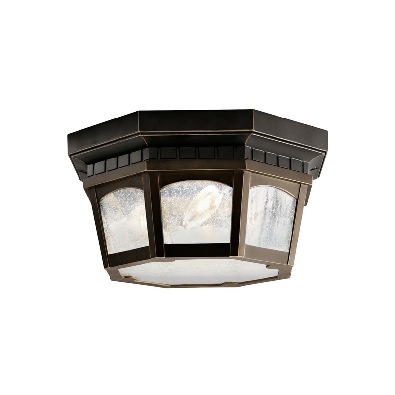 Courtyard Three Light Outdoor Ceiling Mount in Rubbed Bronze