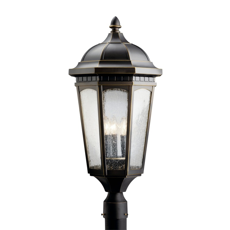 Courtyard Three Light Outdoor Post Mount in Rubbed Bronze