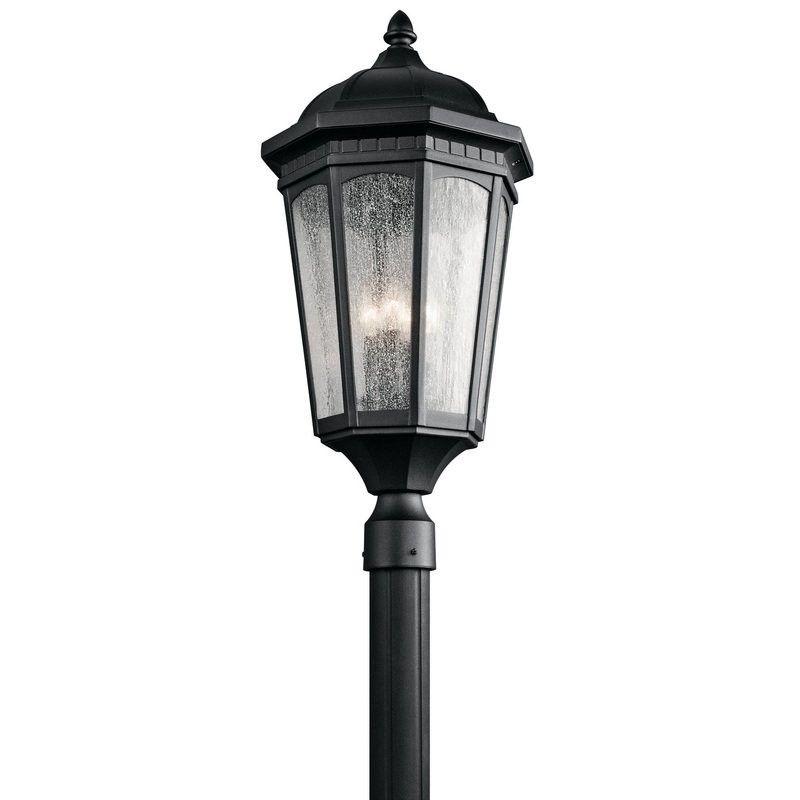 Courtyard Three Light Outdoor Post Mount in Textured Black