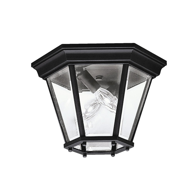 Madison Two Light Outdoor Ceiling Mount in Black