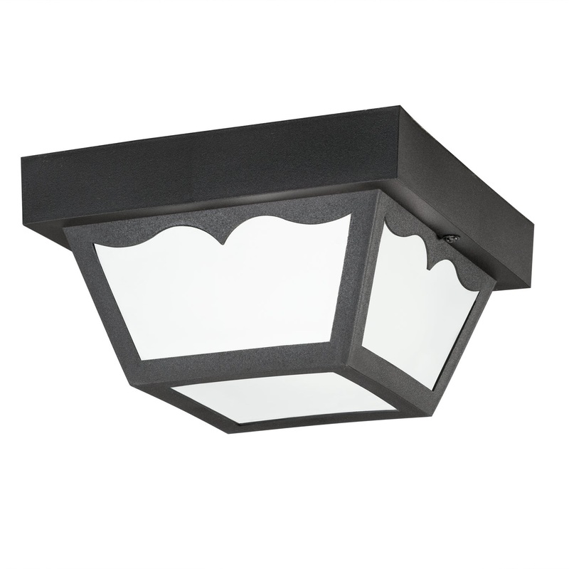 Outdoor Plastic Fixtures One Light Outdoor Ceiling Mount in Black