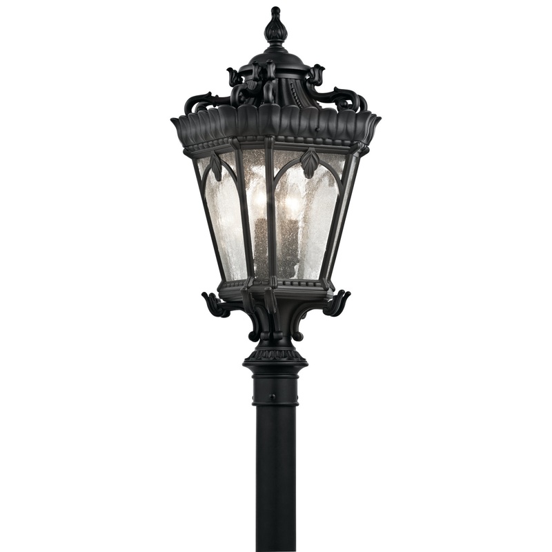 Tournai Four Light Outdoor Post Mount in Textured Black