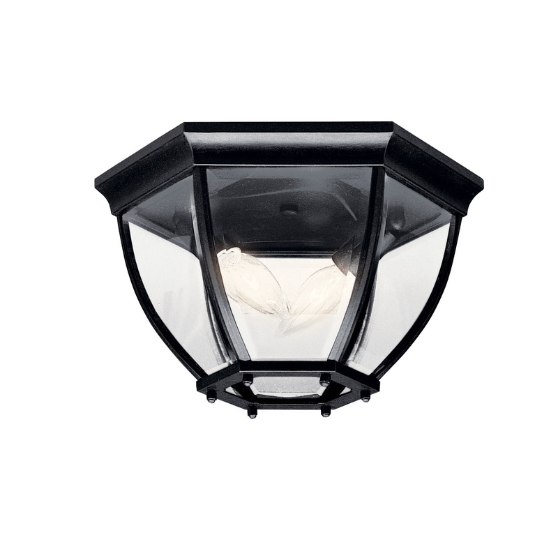 Two Light Outdoor Ceiling Mount in Black
