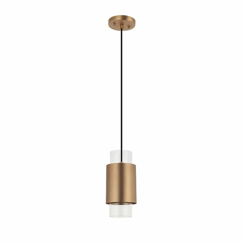 Lena One Light Pendant in Aged Brass