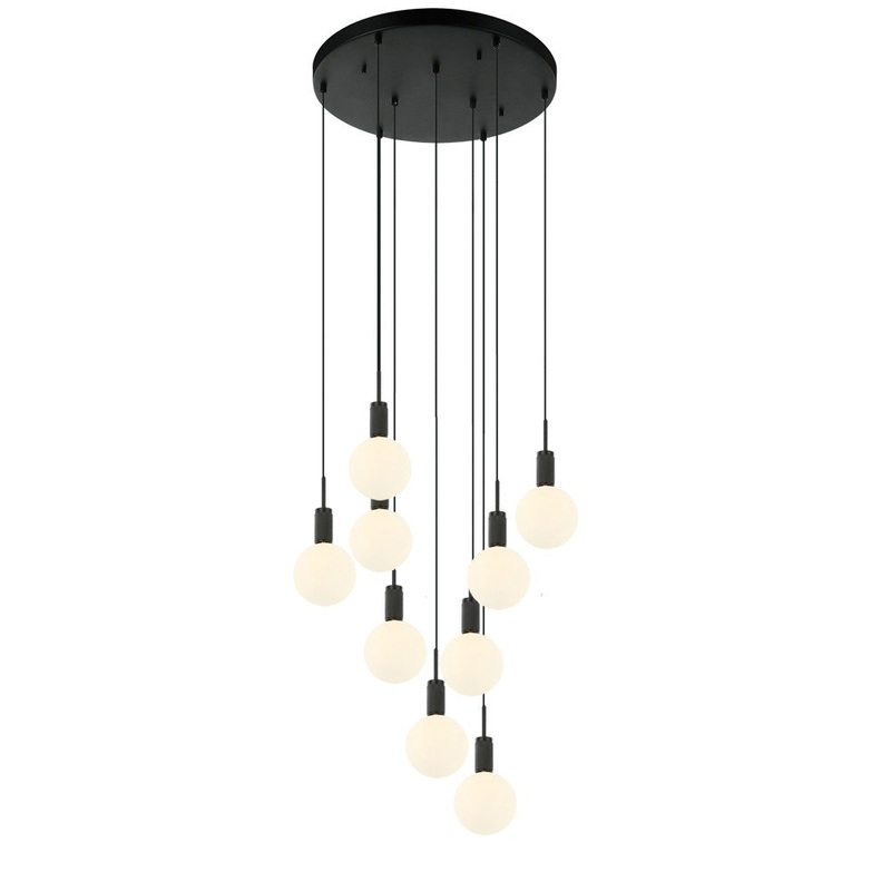 Martelli Nine Light Pendant in Matte Black