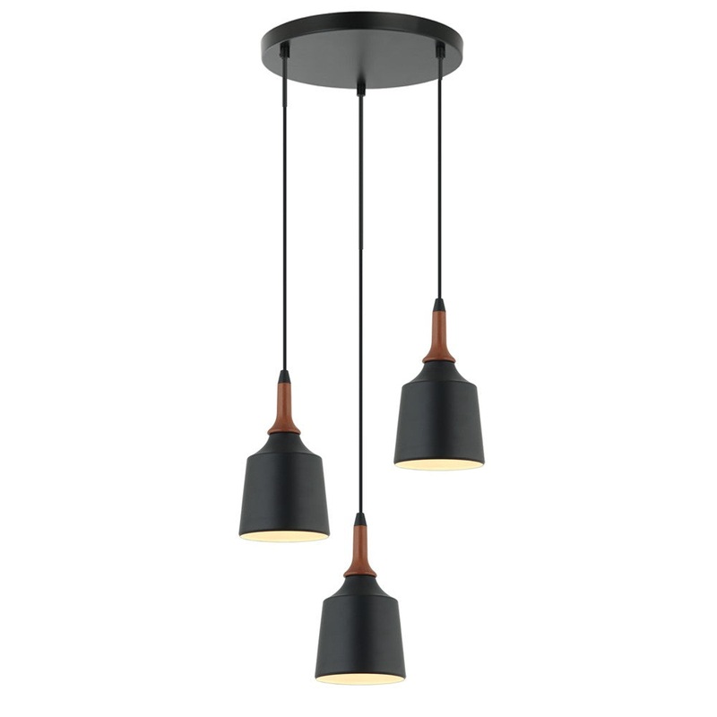 Melrose Three Light Pendant in Matte Black