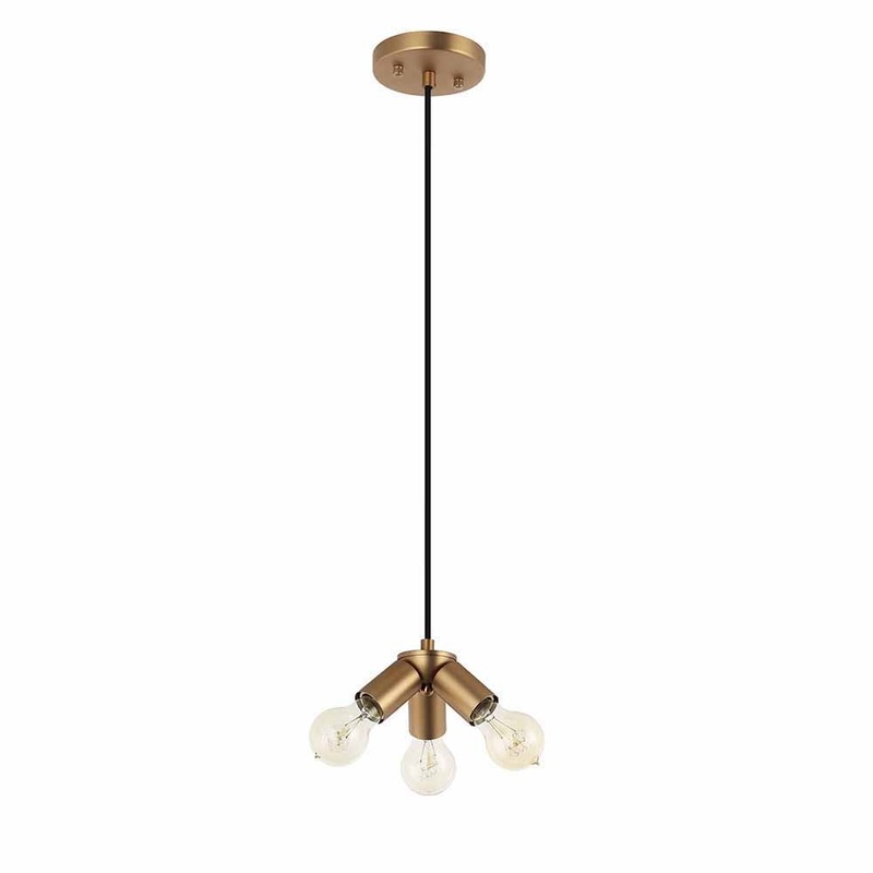 Modest Three Light Pendant in Aged Brass
