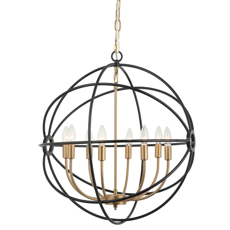 Oriana Ten Light Chandelier in Black/Pharaoh Gold
