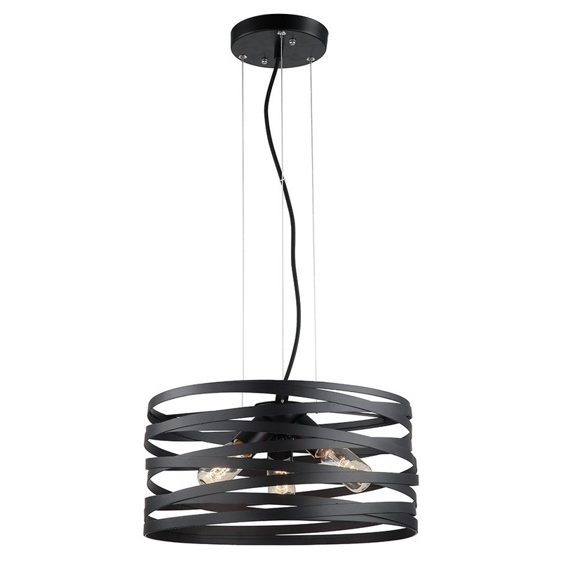 Salerno Three Light Pendant in Matte Black