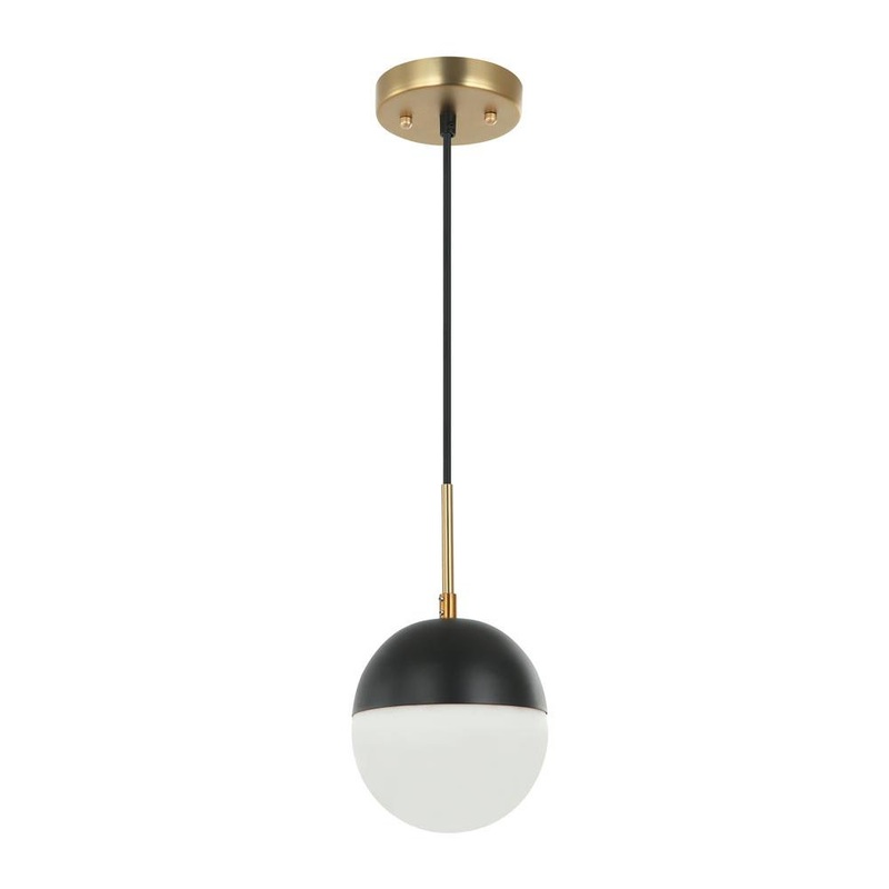 Tuxedo One Light Pendant in Black/Aged Brass