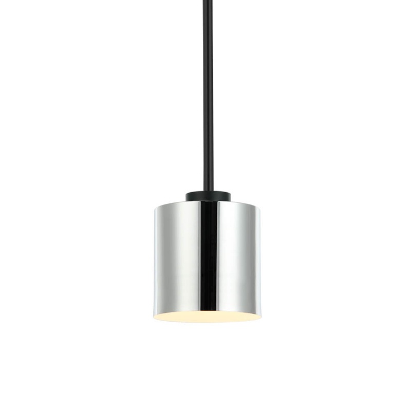 Andel One Light Pendant in Black/Polished Chrome