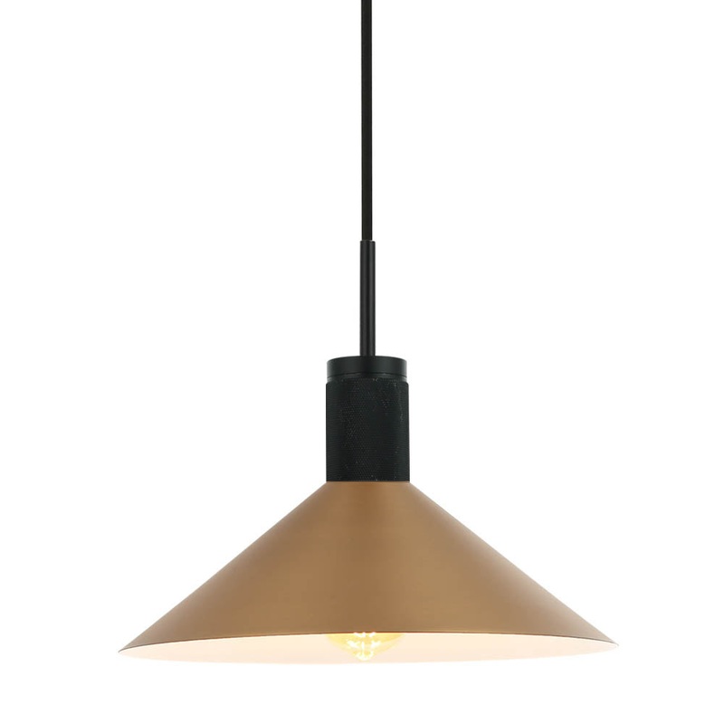 Andreo One Light Pendant in Black/Aged Brass