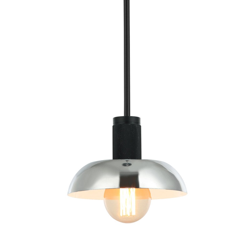 Aurora One Light Pendant in Black/Polished Chrome