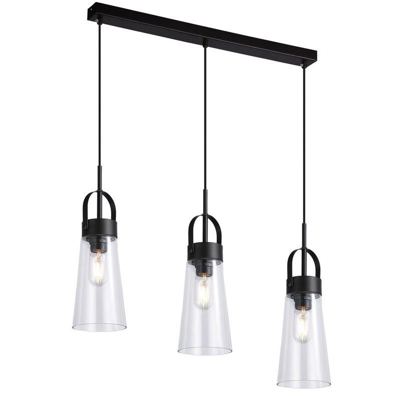 Hilo Three Light Pendant in Matte Black