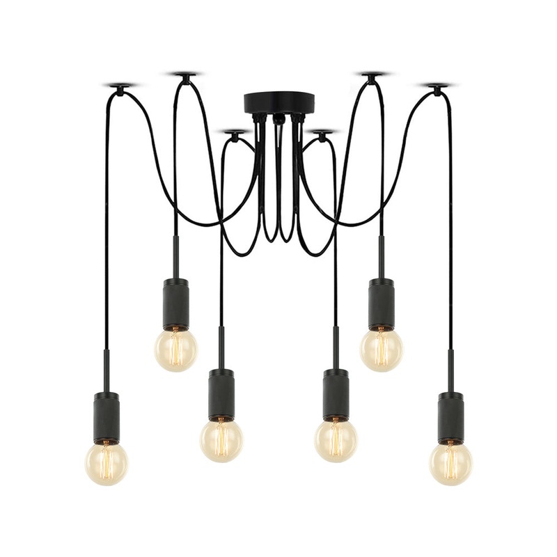 Keira Six Light Pendant in Matte Black