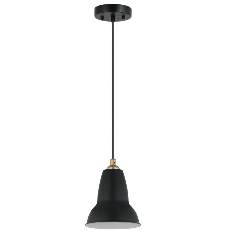 Koa One Light Pendant in Black/Aged Brass