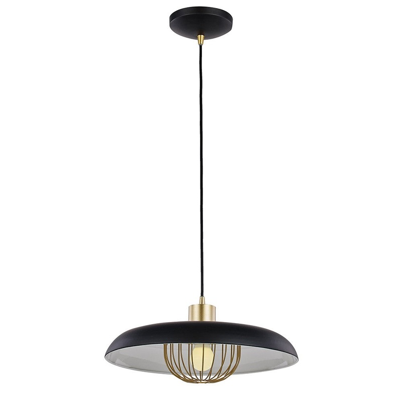 Verona One Light Pendant in Black/Gold