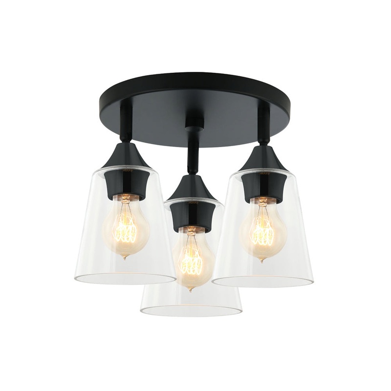 Bronson Three Light Flush Mount in Matte Black