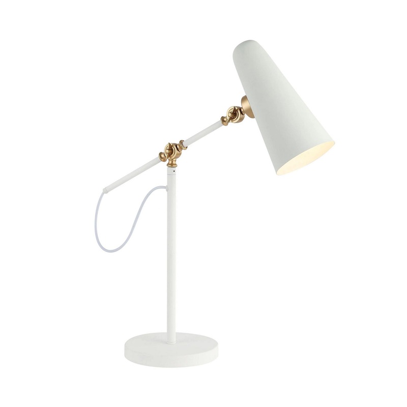Kea One Light Table Lamp in White/Aged Brass