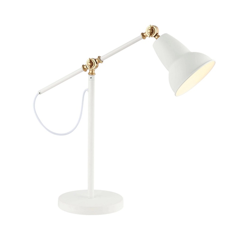 Koa One Light Table Lamp in White/Aged Brass