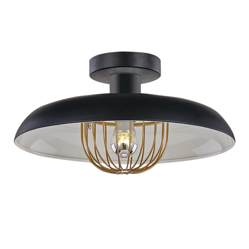 Verona One Light Semi-Flush Mount in Black/Gold