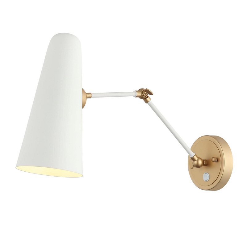 Kea One Light Wall Sconce in White/Aged Brass