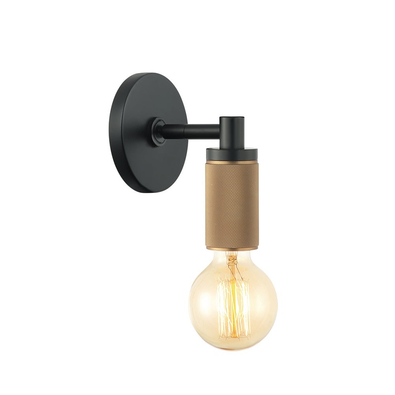 Keira One Light Wall Sconce in Black/Aged Brass