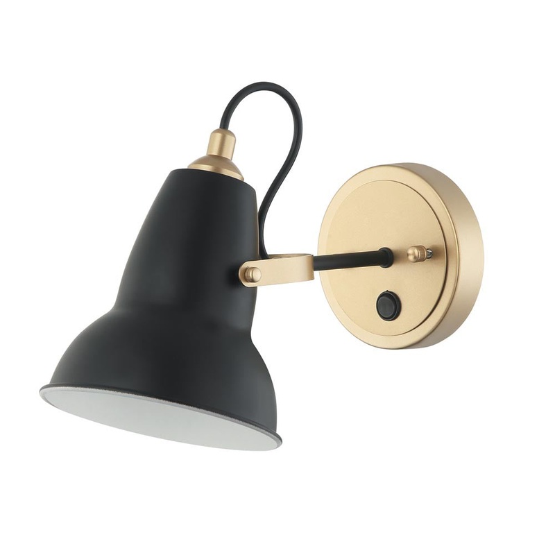 Koa One Light Wall Sconce in Black/Aged Brass