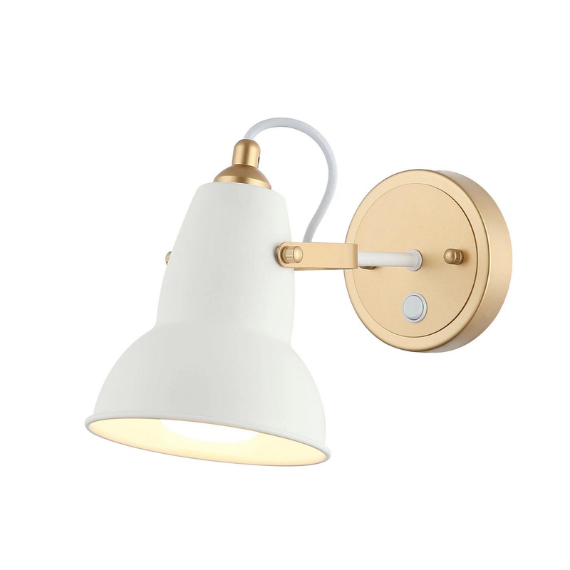 Koa One Light Wall Sconce in White/Aged Brass