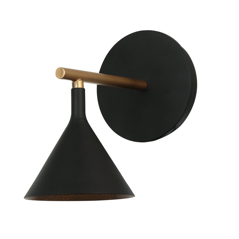 Tulipe One Light Wall Sconce in Black/Aged Brass