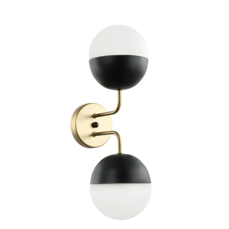Tuxedo Two Light Wall Sconce in Black/Aged Brass