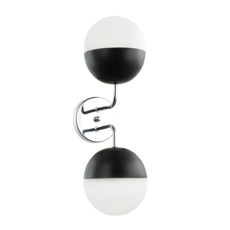 Tuxedo Two Light Wall Sconce in Black/Polished Chrome