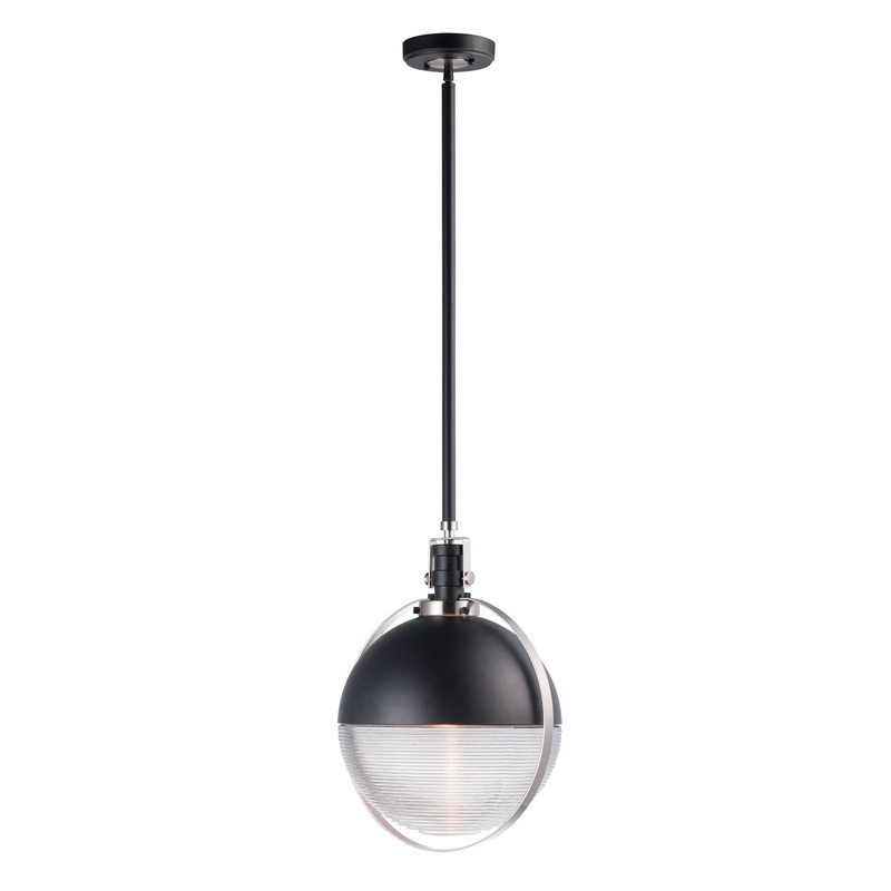 Axiom LED Pendant in Black / Satin Nickel