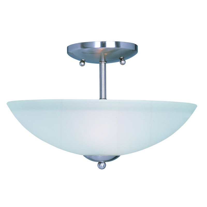 Logan Two Light Semi-Flush Mount in Satin Nickel