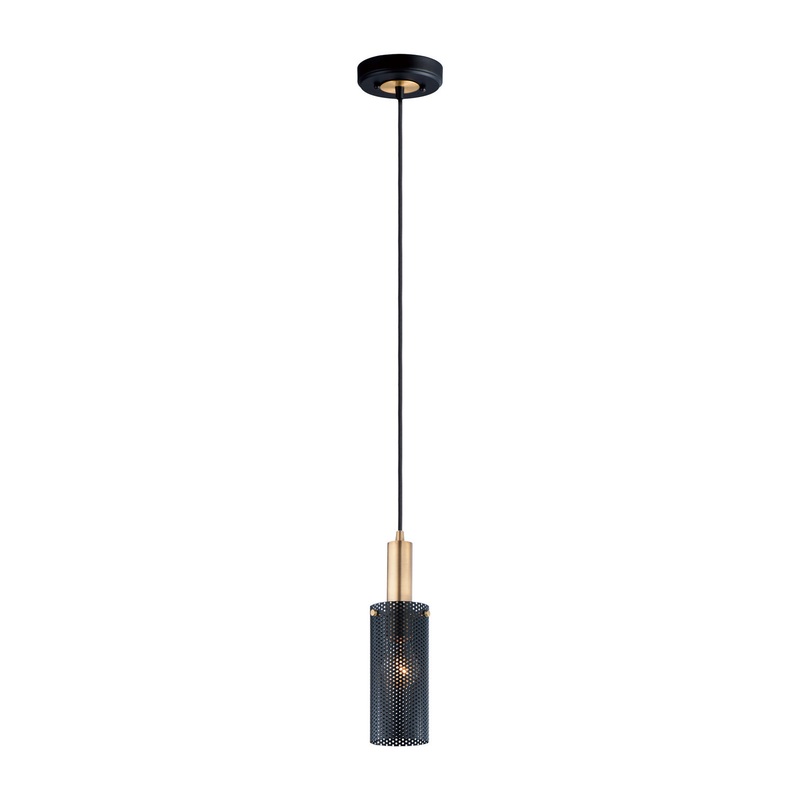 Perf One Light Mini Pendant in Black / Satin Brass