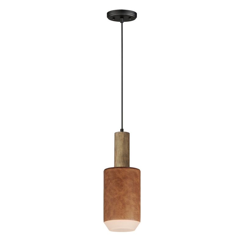 Scout LED Pendant in Weathered Wood / Tan Leather