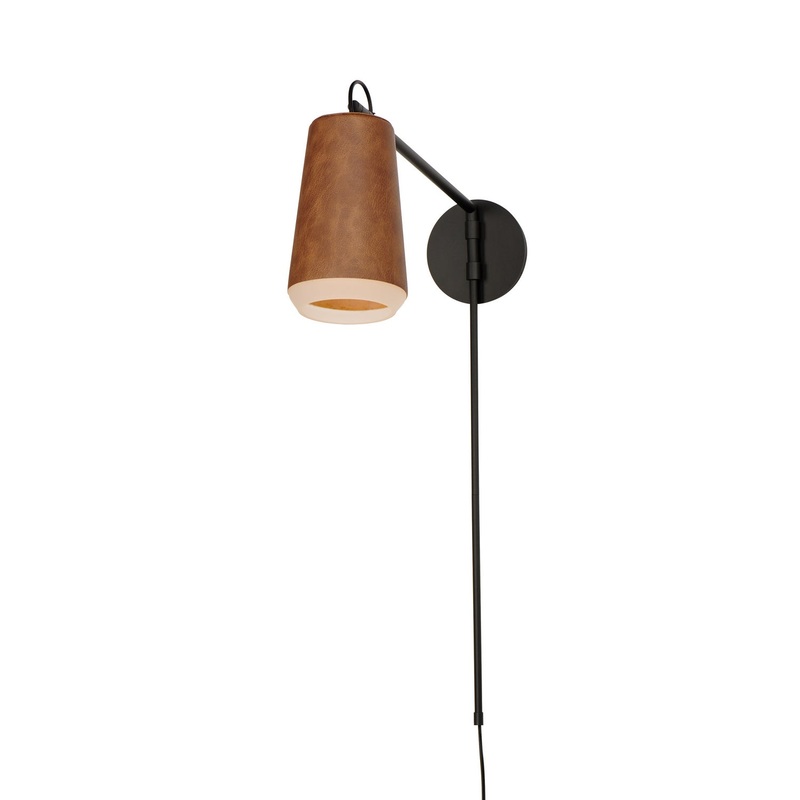 Scout LED Wall Sconce in Weathered Wood / Tan Leather
