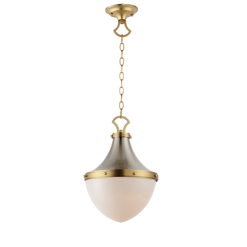 Conrad One Light Pendant in Satin Nickel / Satin Brass