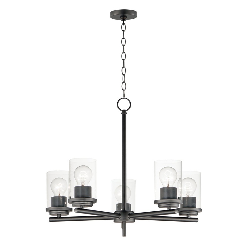 Corona Five Light Chandelier in Black