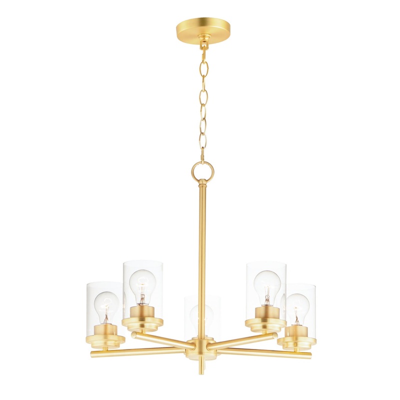Corona Five Light Chandelier in Satin Brass