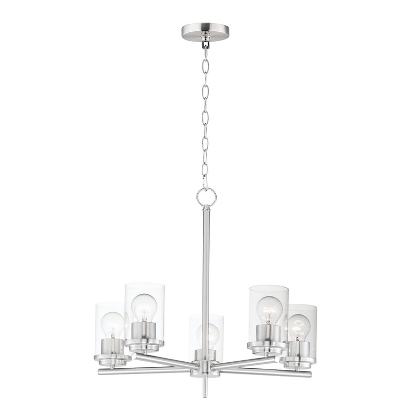 Corona Five Light Chandelier in Satin Nickel