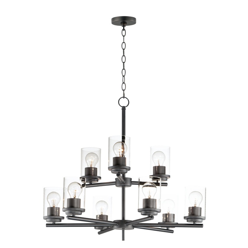 Corona Nine Light Chandelier in Black