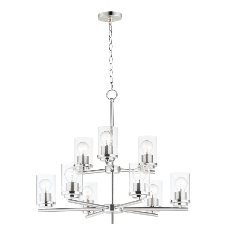 Corona Nine Light Chandelier in Satin Nickel