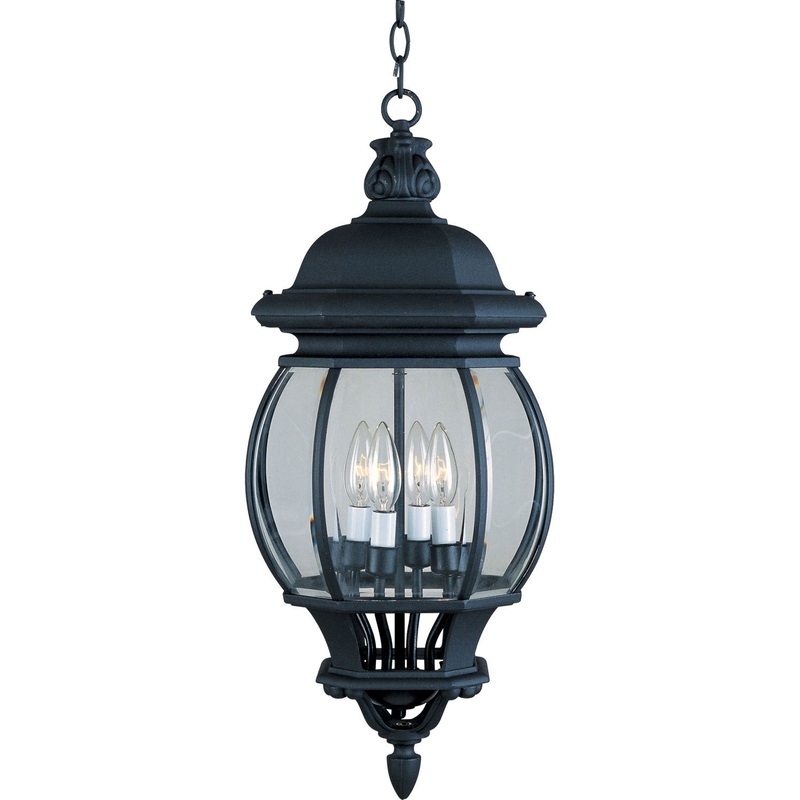 Crown Hill Four Light Outdoor Hanging Lantern in Black