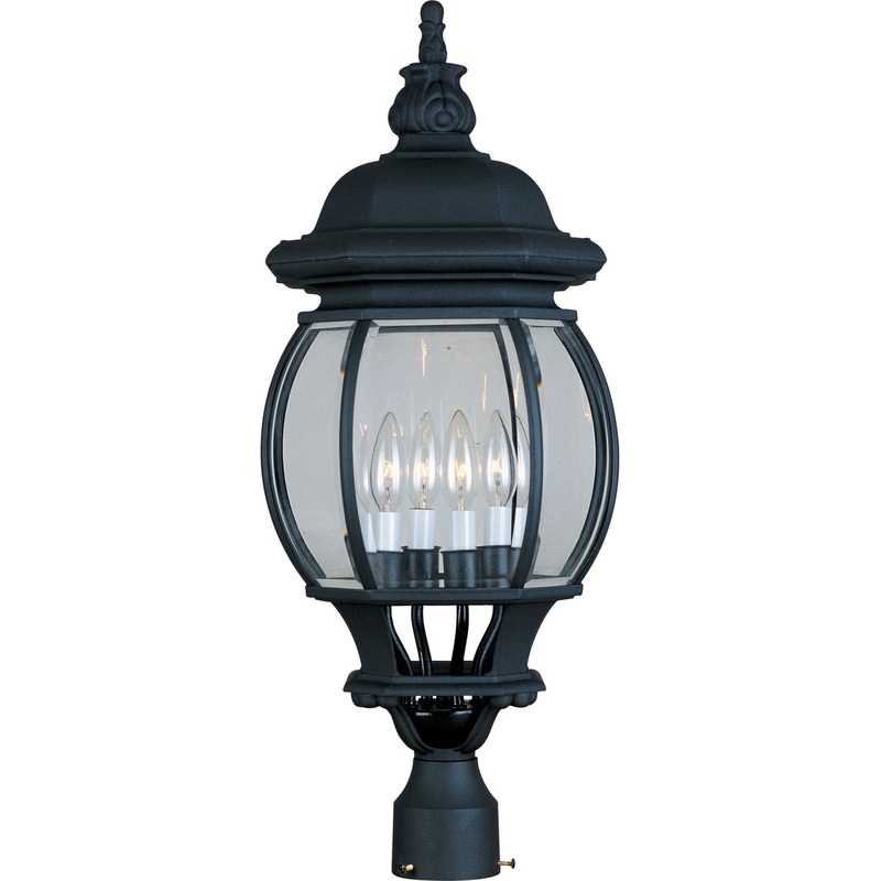 Crown Hill Four Light Outdoor Pole/Post Lantern in Black