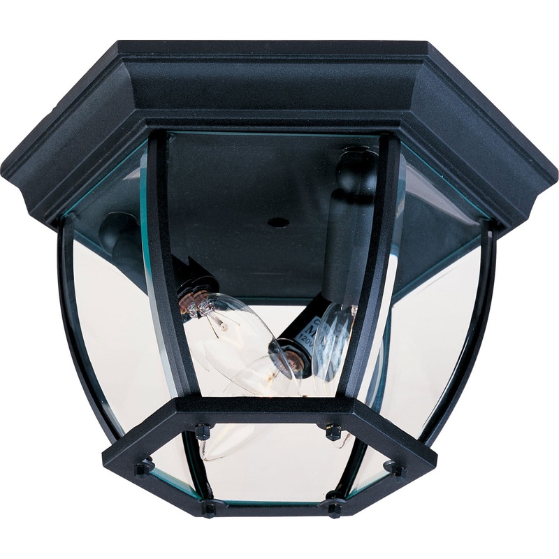 Crown Hill Three Light Outdoor Ceiling Mount in Black