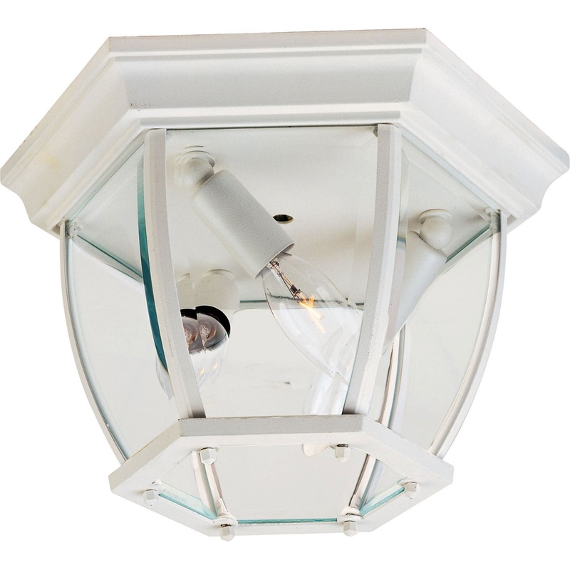 Crown Hill Three Light Outdoor Ceiling Mount in White