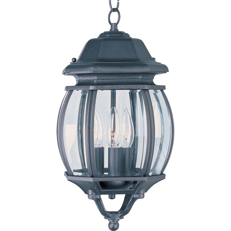 Crown Hill Three Light Outdoor Hanging Lantern in Black