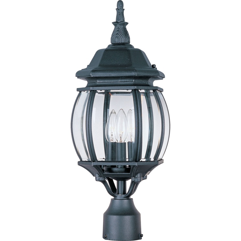 Crown Hill Three Light Outdoor Pole/Post Lantern in Black