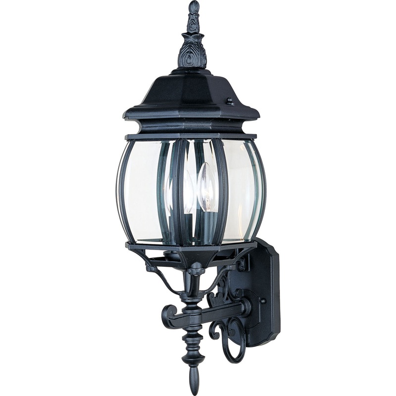 Crown Hill Three Light Outdoor Wall Lantern in Black